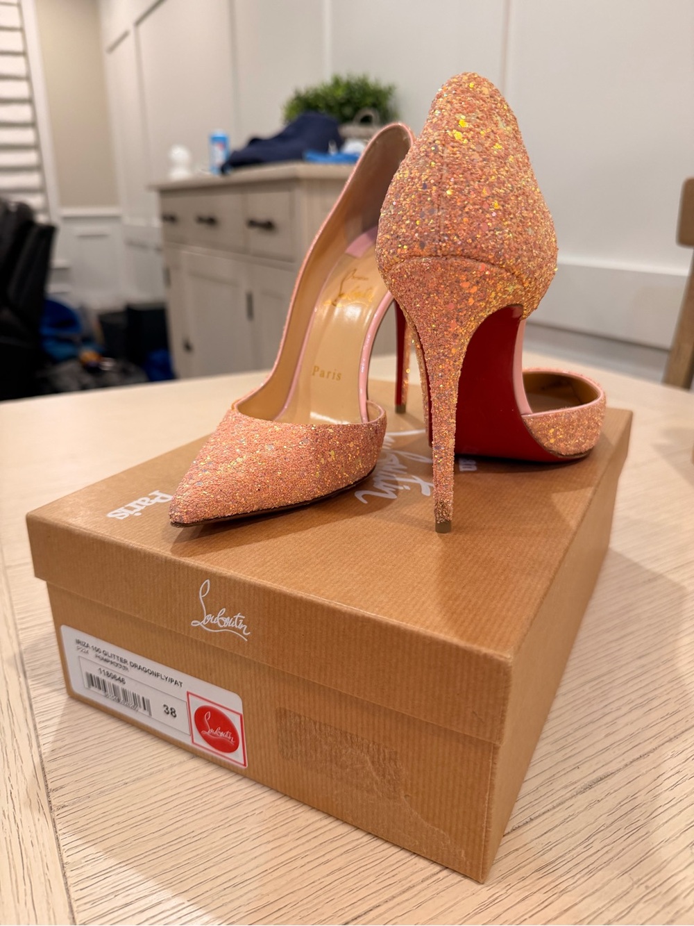 Christian Louboutin Rose Gold Glitter Stiletto Heels - Picture 6 of 7
